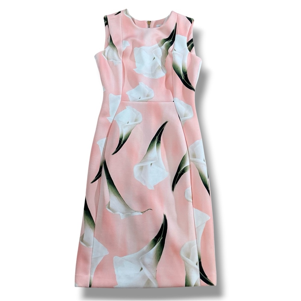 Sleeveless Pink Calla Lily Midi Dress - Picture 7 of 13